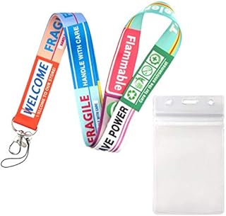 1pcs Lanyard with 1pcs Clear Badge ID Card Holder for Office Exhibitions School, Cartoon Cat Printed Personalised Neck Strap Lanyard for Mobile Phone ID Badge Holder Keychain by RuiChy