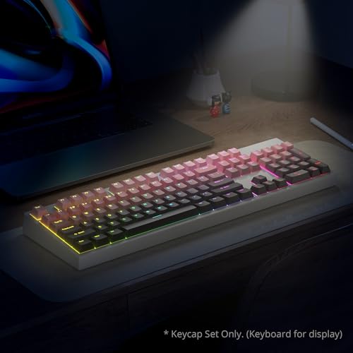 Image of PBT Gradient Pink Keycaps, Shine Through Cherry Profile Keycaps, Double Shot Custom Minimalist Style for MX Switched Mechanical Keyboard