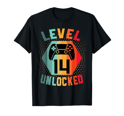 14 Años Cumpleaños Regalo gamer t shirt level 14 unlocked Camiseta