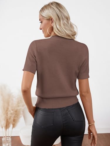 Womens Cropped Short Sleeve Sweater Fall 2025 Crewneck Sheer Knit Tops - Lightweight, Thin, Crop, Slim Fit3