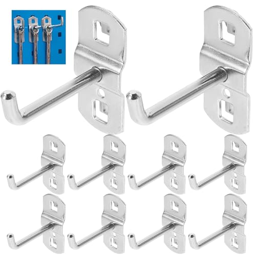 VILLCASE Lot De 12 Crochets Métalliques 5.8 Cm Pour Panneaux Perforés Crochet D'Affichage Et Étagère Supermarché Support Tube Carré Rangement Garage Atelier