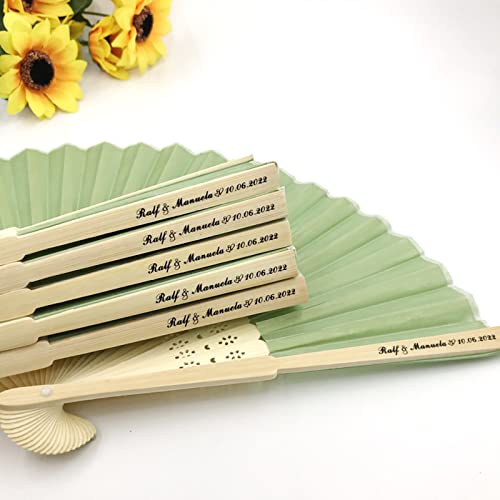 Ter Éventails en bois personnalisés, éventails en bois pour mariage, éventails en bois personnalisés pour cadeaux de mariage, éventails à main pour invités de mariage. (Vert, 20 pièces)