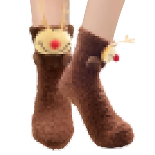 ZORVYN Calze Antiscivolo Donna, 1 Paio Calzini Termici, Flauschige Kuschelsocken, Stoppersocken Warm, Calze Divertenti Donna, Regali Natalizi Idee Regalo Natale con Confezione Regalo