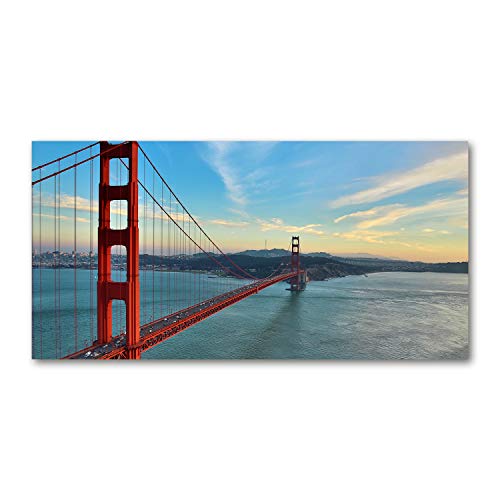Crédence de cuisine 120x60 en verre trempé rouge motif Pont de San Francisco