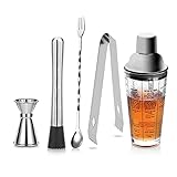 3. MATERIALES DEPRIMIO Las herramientas de barras están hechas de acero inoxidable de alta calidad y vidrio, que son a prueba de herrumbre y duraderas. El fondo engrosado de la coctelera de cóctel también lo hace más fuerte.