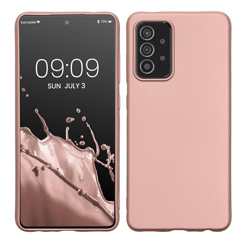 kwmobile Custodia Compatibile con Samsung Galaxy A52 / A52 5G / A52s 5G Cover - Back Case Morbida - Protezione in Silicone TPU Effetto Metallizzato oro rosa metallizzato