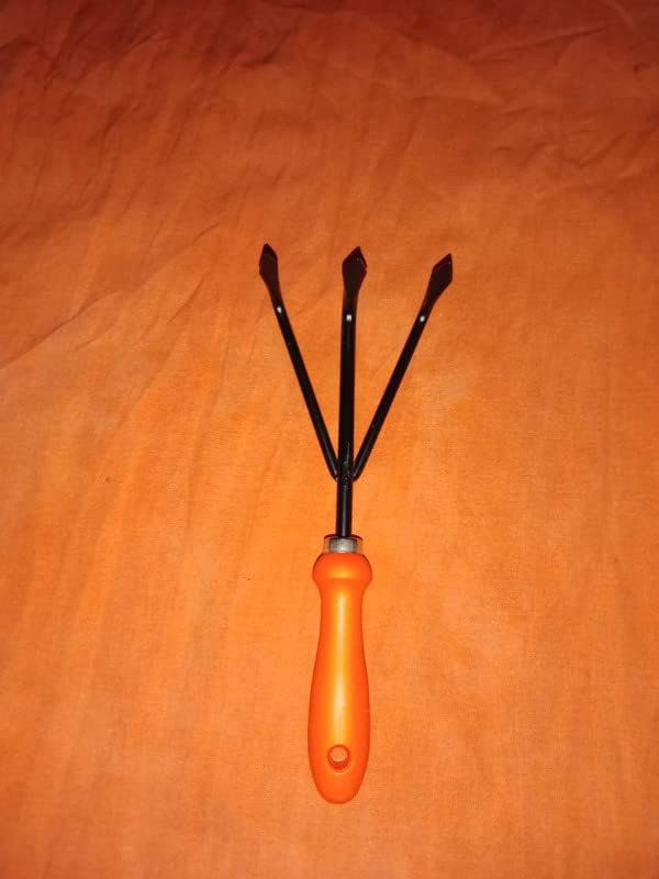 HERBALISM Metal Garden Cultivator Set of 1 Heavy Duty Metal Garden and Agriculture Orange and Black (3 Teeth)-picture-32