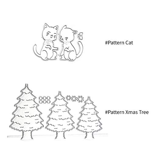 Corte de metal de Natal morre Árvore de Natal Gatos bonitos Forma Corte Die para crianças DIY Cartão