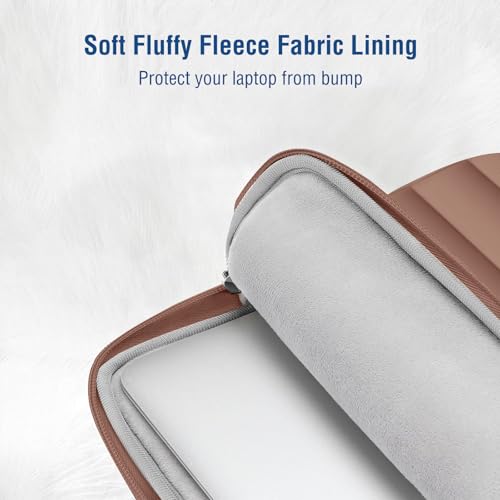 Image of MOSISO Laptop Case 16 inch, 15-15.6 inch Puffy Laptop Sleeve Compatible with MacBook Pro 16 M5 M4 M3 M2 M1, HP Dell ASUS Acer Toshiba Lenovo, Polyester Horizontal Bag with Small Case, Mocha