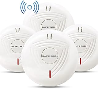 SAFE TECH Wireless Interlinked Smoke Alarm, Fire Alarm Smoke Detector with Battery Powered and 10 Year Life4 pack