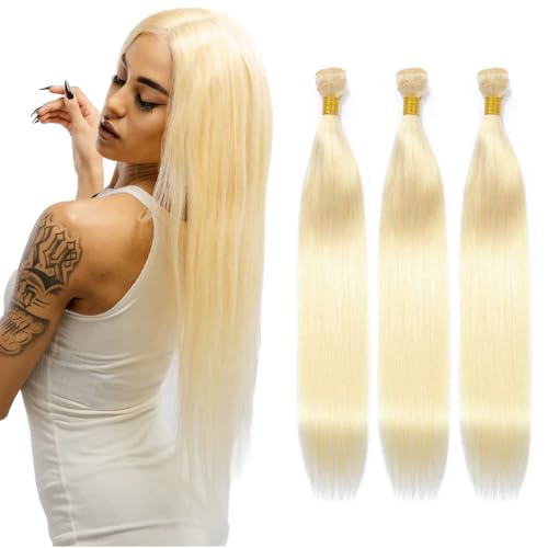 24 26 28 inch 613 Blonde Straight Bundles Human Hair Blonde Bundles Brazilian Virgin Remy Hair Extensions Double Weft 613 Straight Human Hair Bundles