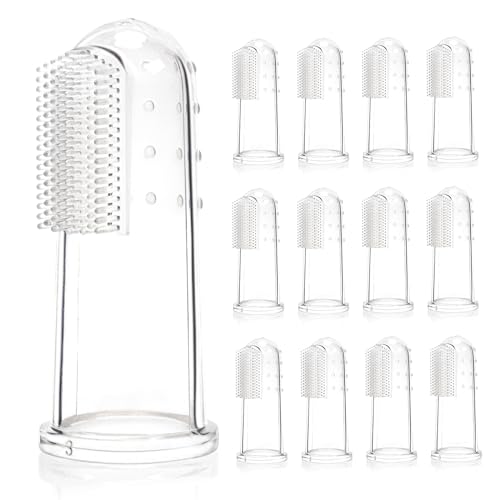 12 Pack Baby Toothbrush 0-2 Years,Toddler Finger Toothbrush, Soft Silicone Baby Finger Toothbrush for Cleaning, Teething Relief and Gum Massage