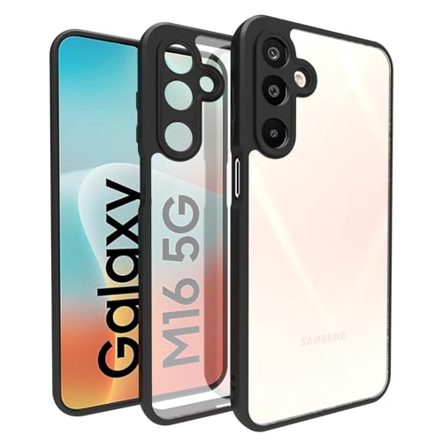 Image of RIGGEAR Shockproof Sleek Hybrid Armor Back Cover Case for Samsung Galaxy M16 5G, Galaxy F16 5G (Clear PC + Black TPU Bumper)