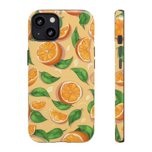 Coque iPhone 13 au fini brillant miroir et motif fruits orange artistique