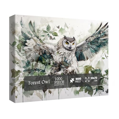Eule Vogel Puzzles für Erwachsene, Tierkunst Puzzles 1000 Teile, Fantasy Wald Malerei Puzzle