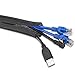Manchon de Cable Gaine 2M Ajustable AGPTEK, Gestion de Cable Rangement Tressée en PET Fermeture Automatique, Protection du Cache-Cables Diamètre 16-28 mm pour Cables Télé/Ordinateur/Bureau-2m/6.56ft