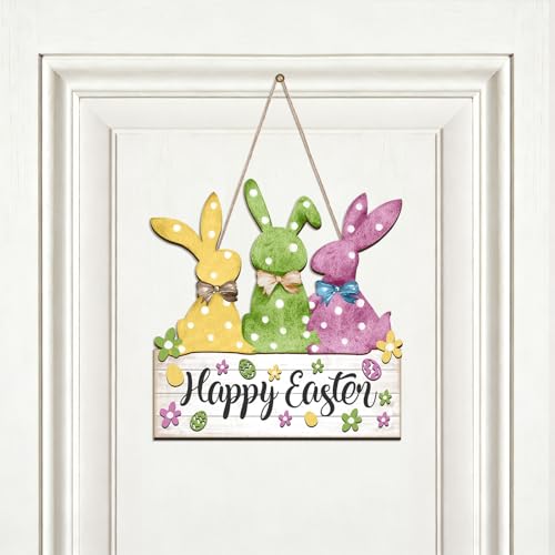 Dielovehua Decoración De Puerta De Pascua, Cartel De Bienvenida De Pascua, Cartel De Puerta Conejo De Pascuas, Cartel De Madera Decorativo, Para Puertas Ventana Y Jardín, Decoración De Primavera B