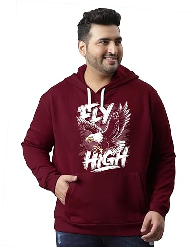 Image of West Gate Clothing Plus Size Mens Cotton Hoodies,Hooded Sweatshirt|100% Cotton Hoodies Plus Size Collection for Men|Fly High Printed Hoodie