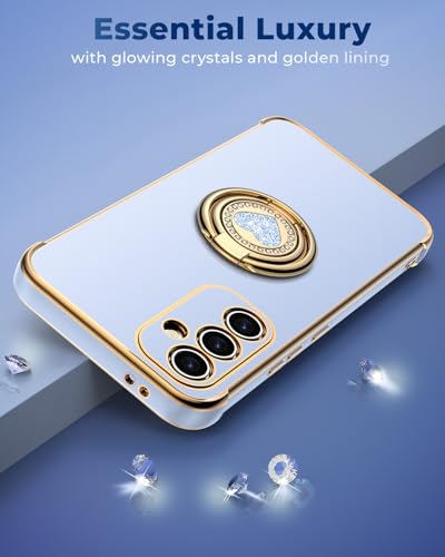 Image of XYZ for Galaxy S24 FE Case with Stand - for Samsung Galaxy S24 FE Case with Double Ring - Women Girls Bling Luxury Protective Phone Case Cover Heart for Samsung S24 FE, Blue