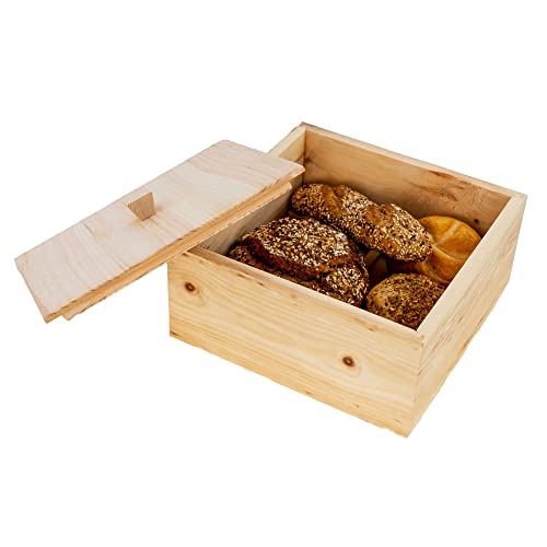 Alpin de luxe Brotkiste aus Zirbe 29 x 29 x 13 cm | Aufbewahrungsbox Brot Zirbe | Zirbenbrotdose Cover