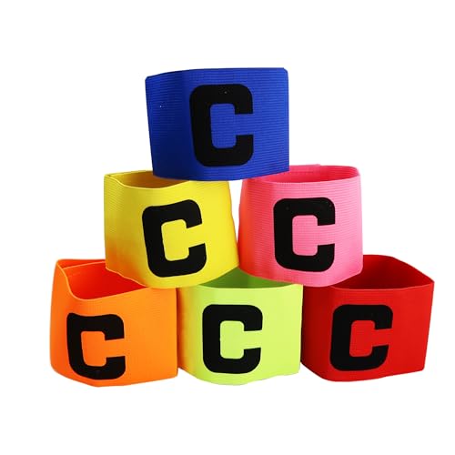 pson 6PCS Elastic Soccer Captain Armband, Nylon Football Bands for Adults & Youths, Soccer, Rugby, Basketball Player Bands(6 Colors)