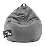 Lumaland Comfort Line Sitzsack Feincord XXL - 315 L | bequemer Sofa Sessel Cord – ideal zum Pouf | EPS Perlen Bean Bag mit Füllung | Indoor Sitzsessel - waschbar | Liegesack für Erwachsene & Teenager