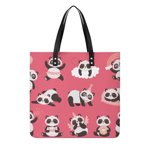 Sac à main shopper Panda Rose grand sac à bandoulière tote bag voyage femme