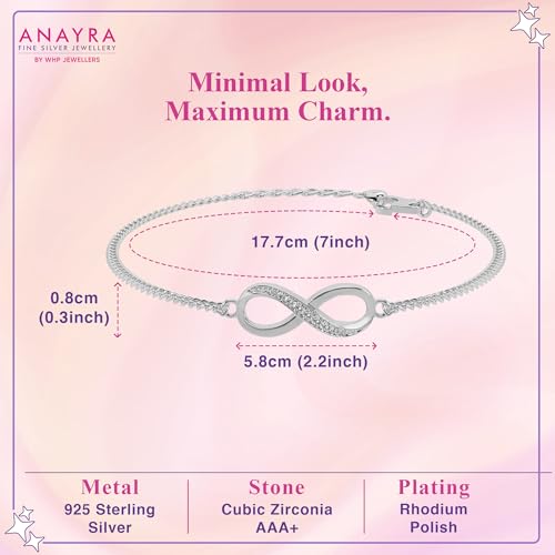 Image of 925 Sterling Silver Adjustable Bracelet for Women | Heart Link, Infinity, Leaf & Floral Inspired Design | Elegant Daily Wear Fashion Jewellery Gift for Girls & Women
