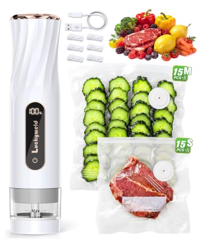 Image of Compact Vacuum Sealer for Food: Powerful Handheld Vacuum Sealer Machine & 30 Reusable Vacuum Bags, With LED Display & Detachable Water Tank, Portable Food Sealer, Seal Meal Saver