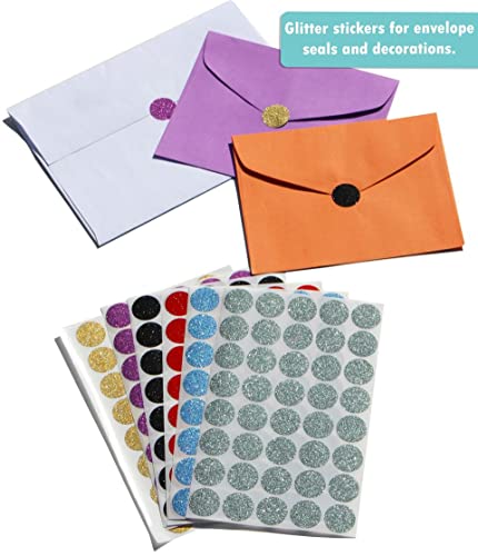 Royal Green Round Dot Stickers Glitter Silver Envelope Seals 3/4 Diameter - Size 0.75 Inch 19Mm - 200 Pack #TOP3