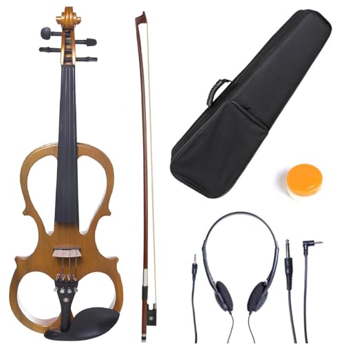 Cecilio Left-Handed Electric Violin - 4/4 Full Size Solid Maple Electric Silent Violin with Ebony...