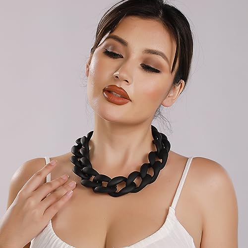 Firstmeet Chunky Acrylic Necklace Smooth Chain Link Cool Statement Choker Cuban Style Jewelry Gift For Women thumb #1