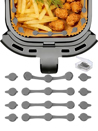 JoySil 12PCS Silicone Air Fryer Magnetic Clips for Liners (Gray)