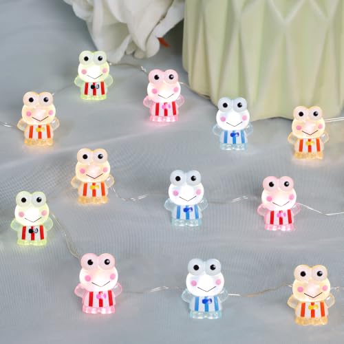 Image of Frog String Lights 10ft 40LEDs Battery & USB Operated Cute Frog Fairy Lights with Remote Colorful Frog-Shaped Night Lights for Kids Bedroom Birthday Christmas Easter Party Holiday Decor