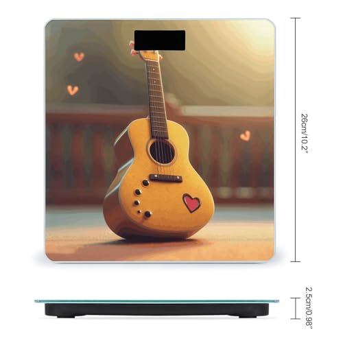 Báscula digital Cute Guitar de vidrio templado para baño miniatura 2