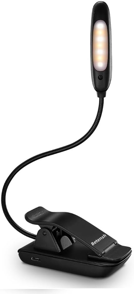 Rechargeable 7 LED Book Light, Clip on Book lamp for Reading in Bed, 3 Brightness x 3 Color Temperature,Up to 70 Hours, Eye Care with Power Indicator, Perfect for Bookworms & Kids