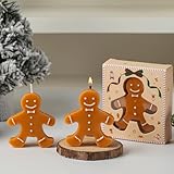 Paquete de 3 velas perfumadas con forma de hombre de jengibre, aroma estético de cera de soja, velas decorativas de Navidad, perfectas para decoración de fiesta de Nochebuena y regalo