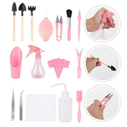 YARDWE Kit de 16 peças para suculentas de jardim mini conjunto de ferramentas de jardinagem para tra