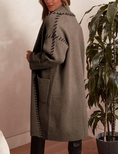 VIMPUNEC Womens Fall Long Cardigan Sweaters Oversized Chunky Jackets Open Front Knit Outwear Coats with Pockets2