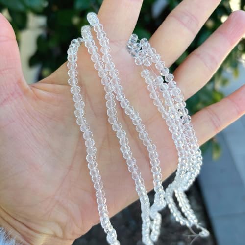 Image of 500pcs Czech Faceted Rondelle Crystal Glass Beads 4mm Small Tiny Bulk Crystal Clear