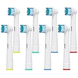 8 Stück Aufsteckbürsten kompatibel mit Oral B Elektrische Zahnbürste, Zahnbürstenaufsatz für OralB Pro 2, Genius X, Pro 3, Vitality 100, Precision Zahnbürstenköpfe von HSYTEK - Weiß