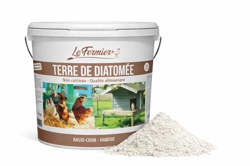 LE FERMIER Terre de Diatomée Poules 370 g – Anti Poux Rouge & Puces & Parasites – 100% Naturelle – Assainit Poulailler – sans Danger pour Œufs