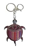 Edelstahl und Stoff. Bijouxmodefashion Schlüsselanhänger, Taschenschmuck, Schildkröte, Stahl, Stoff und Perlen mit Karabiner. C1.