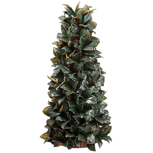 SilksAreForever 4' Magnolia Leaf Cone-Shaped Artificial Topiary -Green (pack of 2)