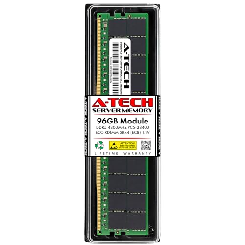 Image of A-Tech 96GB DDR5 4800MHz PC5-38400 ECC RDIMM 2Rx4 (EC8 10x4) Dual Rank 1.1V ECC Registered DIMM 288-Pin Server RAM Memory Upgrade Module (A-Tech Enterprise Series)