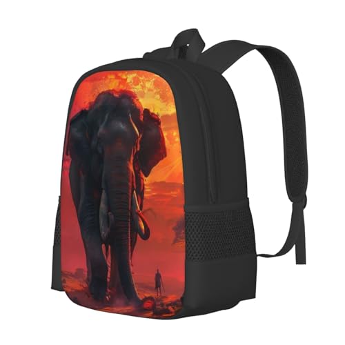 Large Capacity Fantasy Elephant Illustration Backpack Large Multipurpose Bag Double Zipper Backpack Unisex 17 Inch2