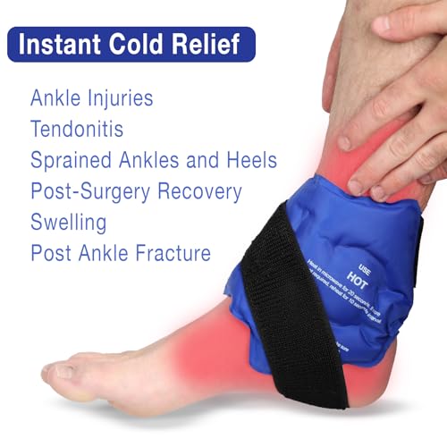 Image of Ankle Ice Pack Wrap for Swelling, Ice Pack for Injuires Reusable Cold Pack Wrap Hot Cold Therapy Ankle Ice Wrap for Sprained Ankles, Achilles Tendonitis
