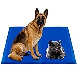 Tradineur - Alfombra Auto refrigerante para Perros y Gatos, Alfombrilla refrescante para Mascotas, Impermeable, Gel Duradero, no tóxico, Verano (Azul, 50 x 90 cm)