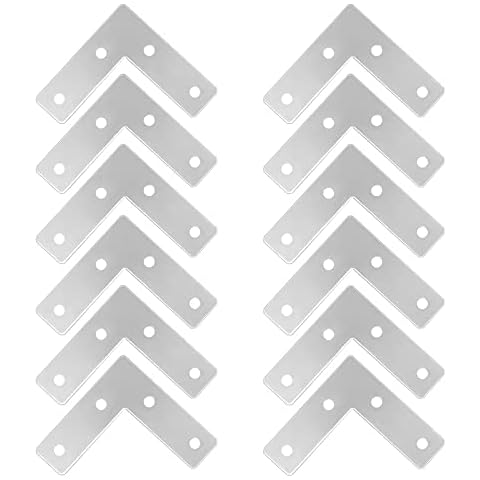L Brackets for Wood - 12pcs, 90 Degree Flat Plates Corner Bracket, Right Angle Brackets, 5x5cm Heavy Duty Metal Repair Brackets with 48 Pcs Screws Cover