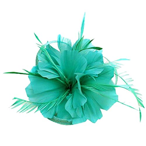 Bcdlily Flower Feather Fascinators Hat Women Tea Party Vintage Derby Wedding Cocktail Clip Headpiece(Green) #TOP9